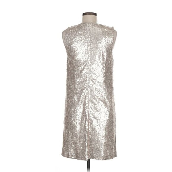 NEW Laundry Shelli Segal Sequin Florette Shift Dress 6 White Champagne Sequin - Picture 3 of 8